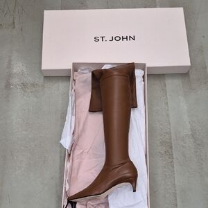 St. John/ Sergio Rossi Women's Cognac Brown Thigh High Boots